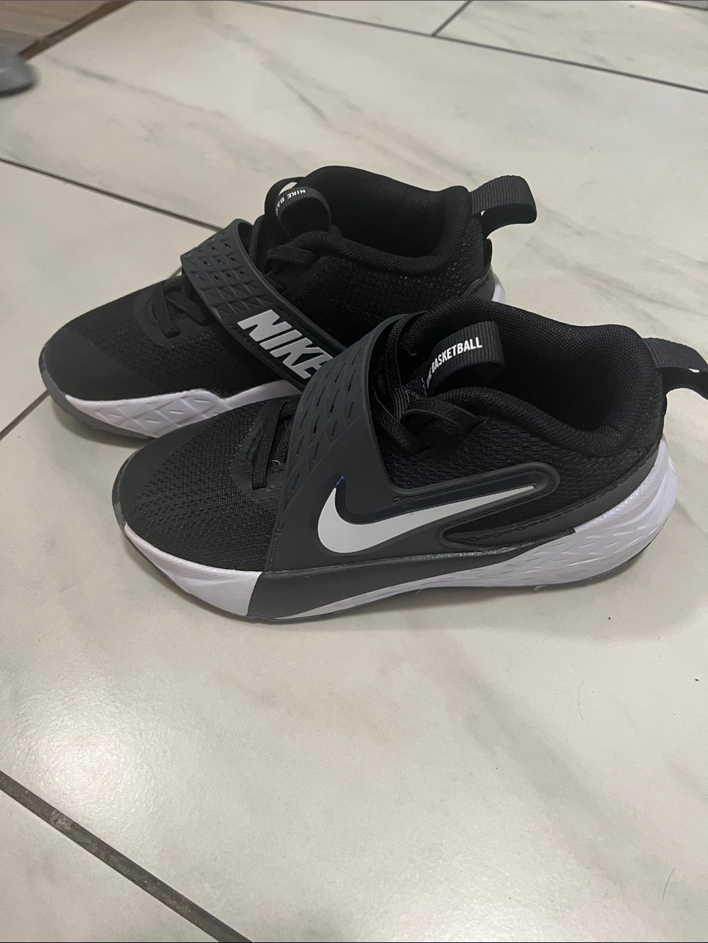 Nike Black and White Kids' Slip-On Basketball Sneakers 13c